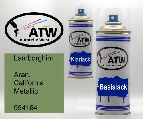Lamborghini, Aran. California Metallic, 954164: 400ml Sprühdose + 400ml Klarlack - Set, von ATW Autoteile West.